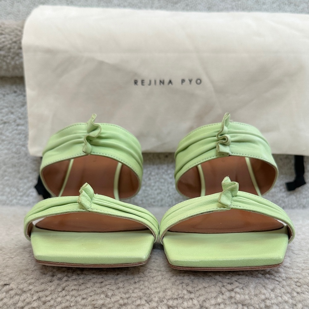 Rejina Pyo Camillia Leather Open Toe Sandals in Melon Green - Picture 9 of 15